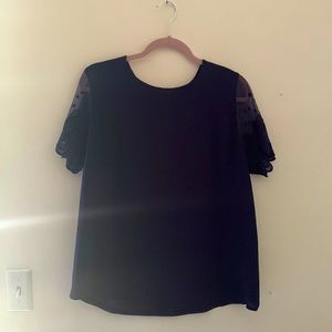 Papermoon, Size L navy blue top. Cute arm detail. Stitch fix item. NWT.